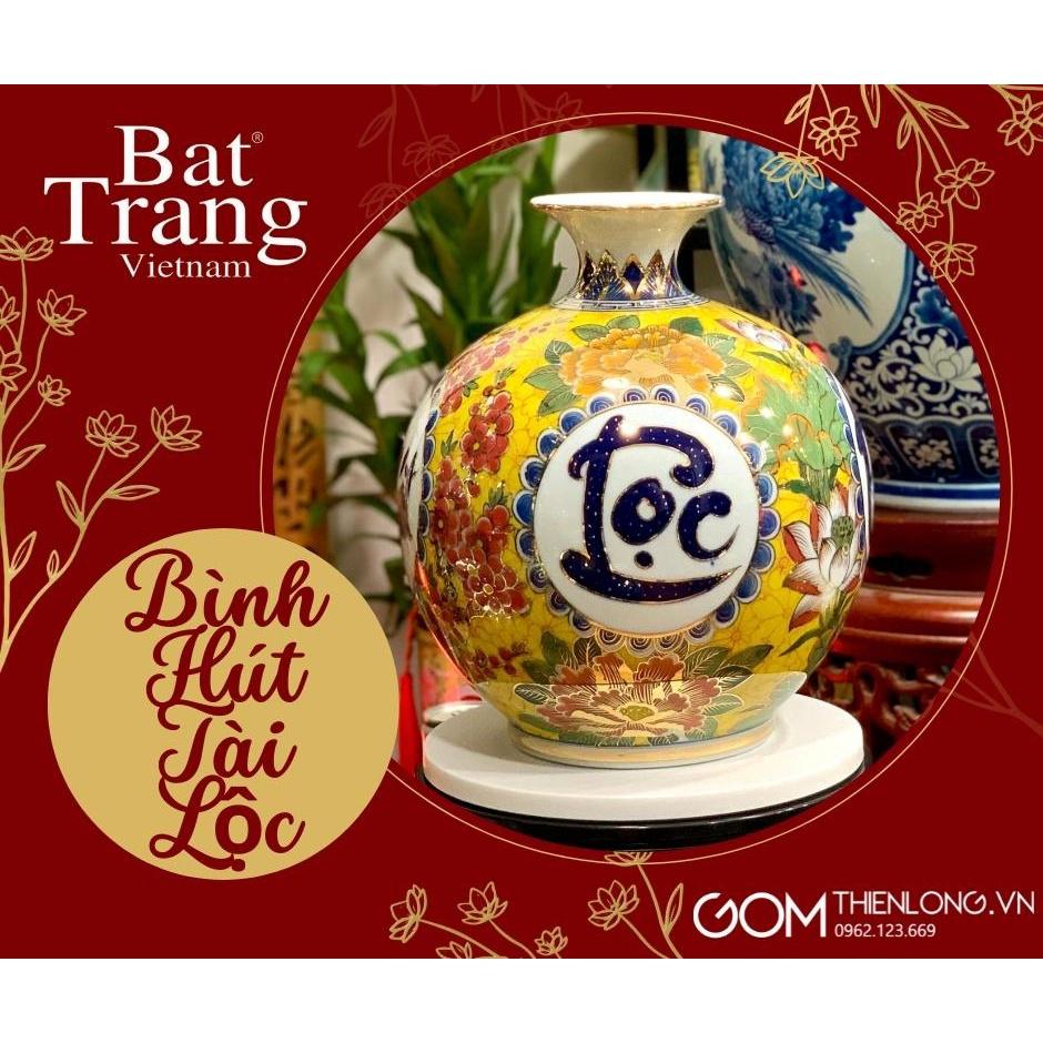 Bình Hút Lộc Vẽ Vàng - Phát Tài Phát Lộc- Gốm Bát Tràng 