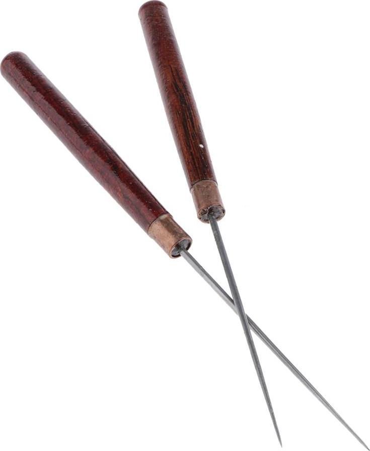 2 Chiếc Tay Cầm Bằng Gỗ Awl Da Thủ Công Khâu Awl DIY May Da Dụng Cụ