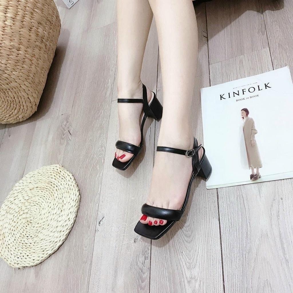 Sandal quai thừng gót vuông 6 phân phong cách vintage truyền thống êm chân dễ đi