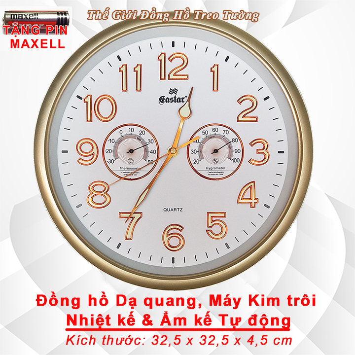 Đồng Hồ Tròn Có Dạ Quang, Đo Nhiệt Độ - Độ Ẩm