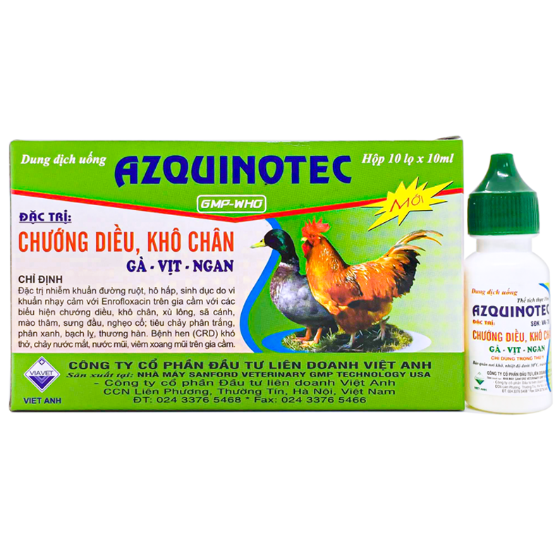 Combo 5 Chai Azquinotec 10ml -Dùng Cho Gà-Chim Cảnh Chướng Diều Khô Chân