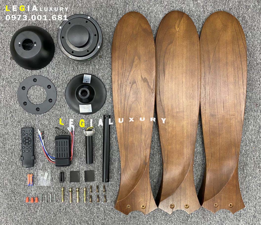 Mẫu Quạt Trần Cánh Gỗ Trang Trí Phòng Khách Đẹp Phong Cách Đông Dương INDOCHINE STYLE - Bảo Hành 5 Năm Hàng Chính Hãng