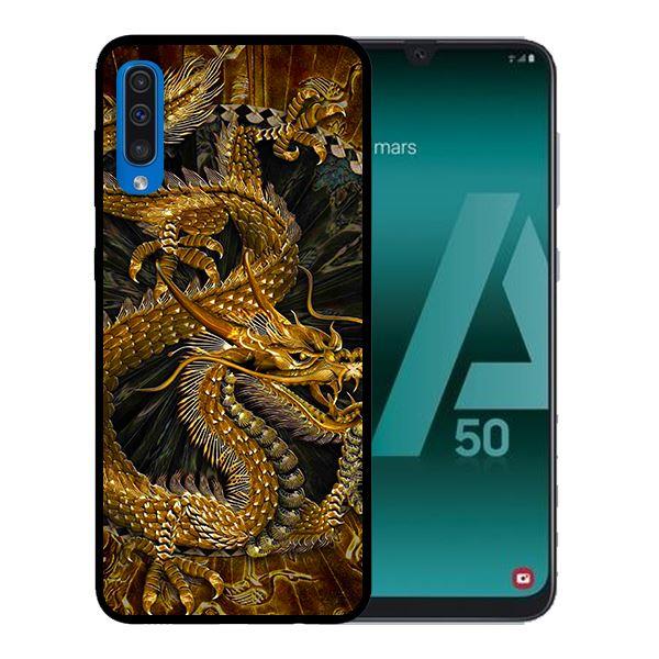 Ốp lưng in cho Samsung Galaxy A7 2018 mẫu Rồng Nền Đen - Hàng chính hãng