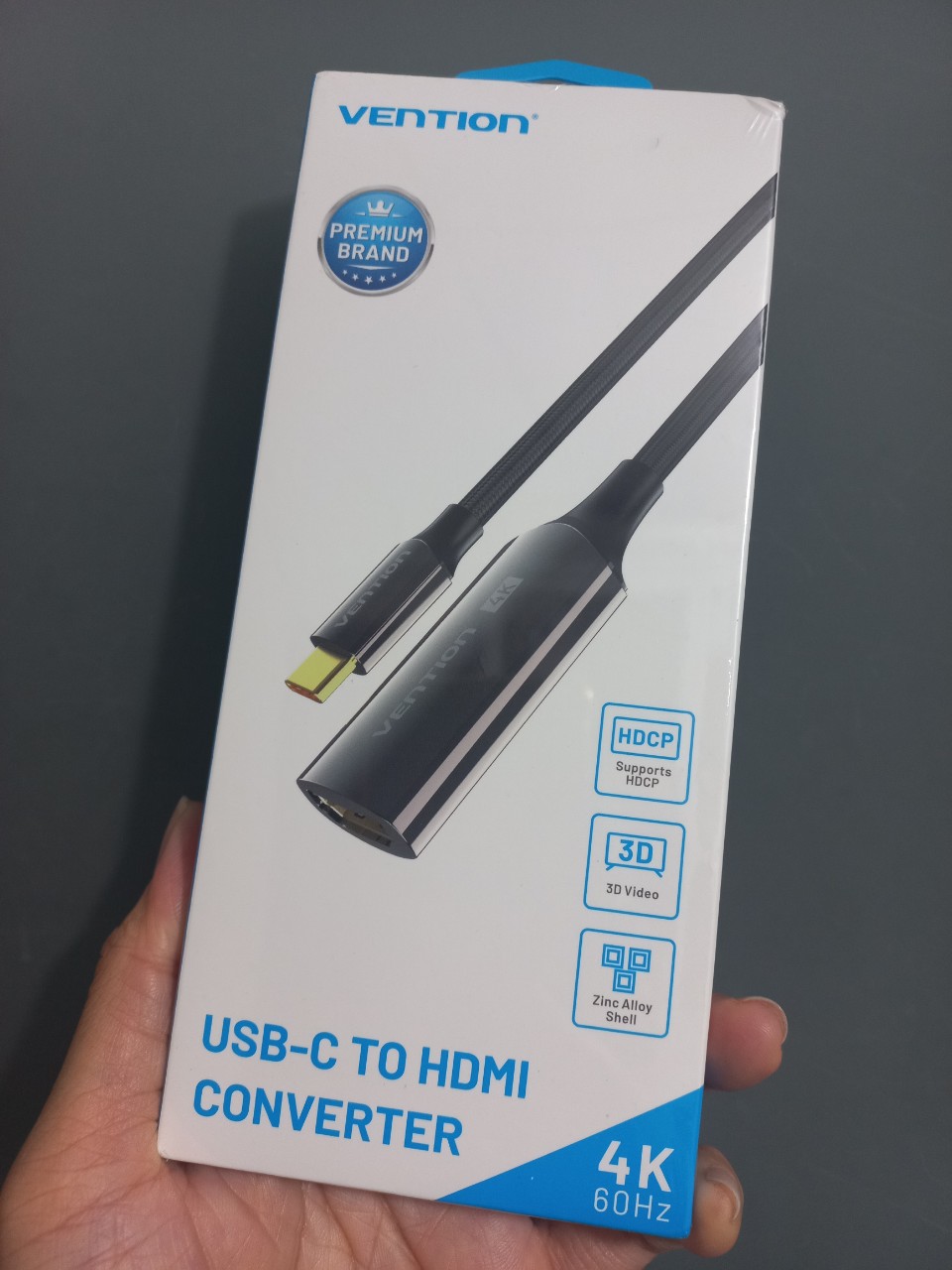 Đầu chuyển cổng type C sang HDMI female 4K@60Hz cho macbook laptop điện thoại Vention CRE ( 25cm) _  hàng chính hãng