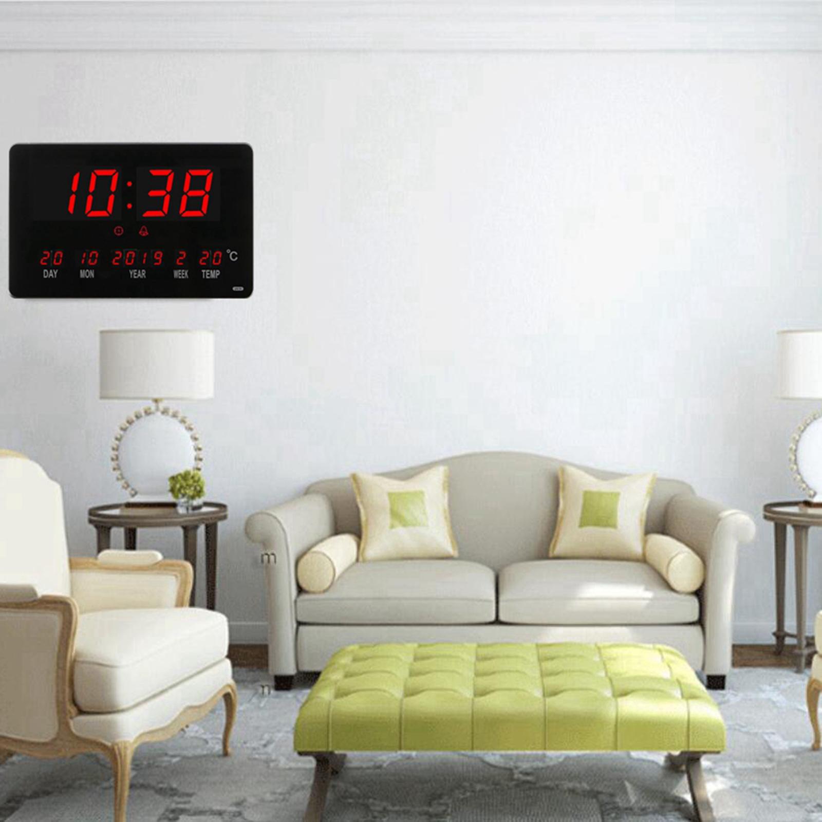 Desk Digital Alarm Clock Display Calender Temperature Bedroom Bedside Clock for Home Office Decor