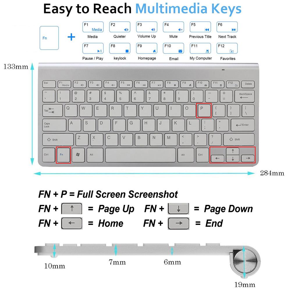 Slim Mini USB Không Dây Bàn Phím Máy Vi Tính Nhỏ Không Dây Bàn Phím Nhỏ Gọn Bàn Phím Ngoài Cho Laptop Máy Tính Bảng Windows Máy Tính Để Bàn