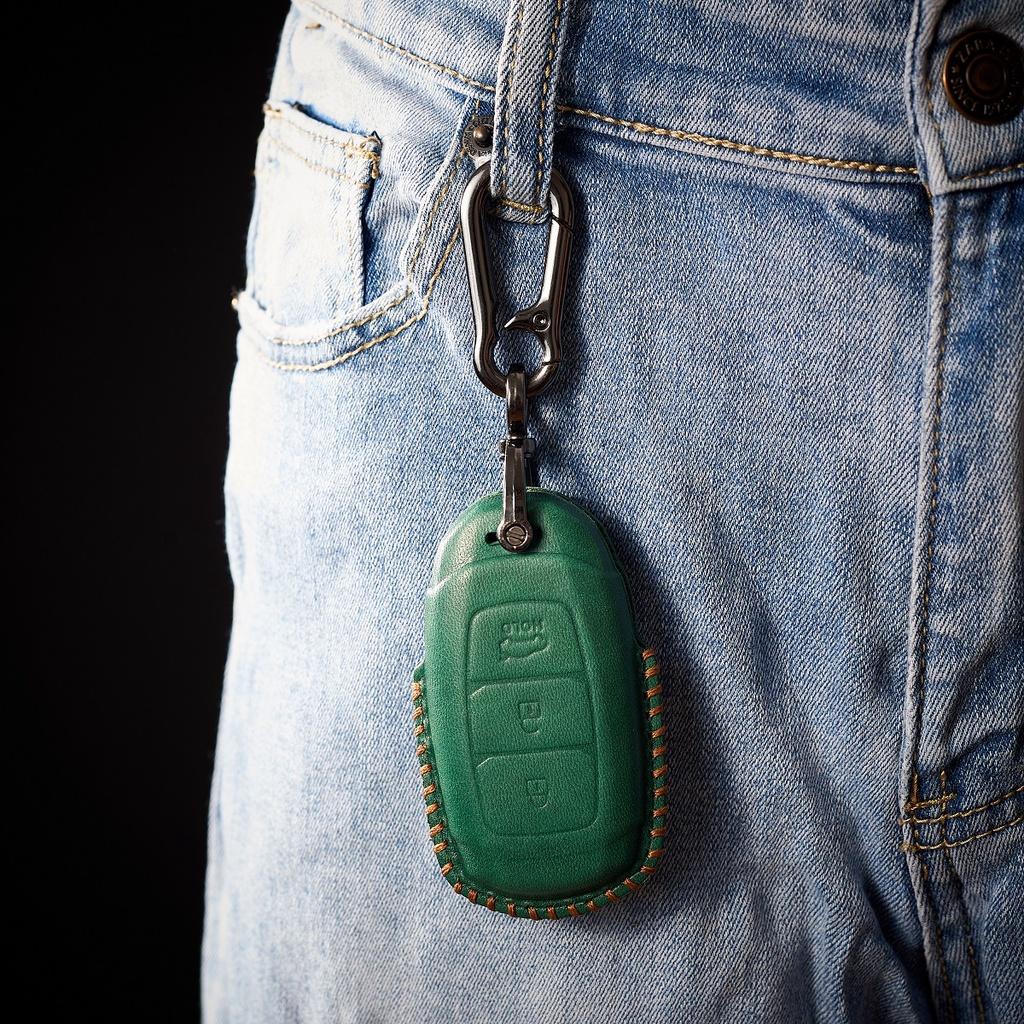 Bao Da Chìa Khóa Handmade Hyundai Kona Da Bò Thật