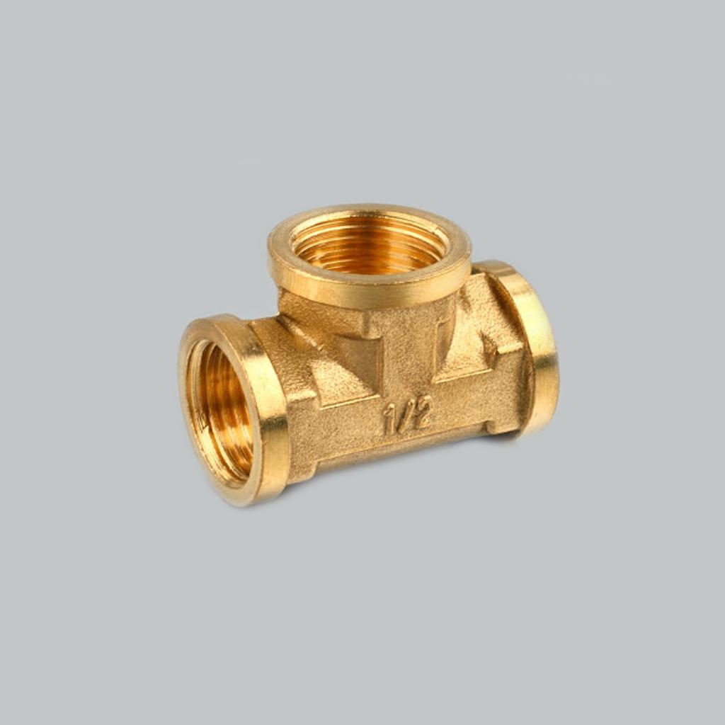1/2'' // 3 Way Brass Female Tee Fitting Pipe Connector T-Junction - Thickened Wall - High and Low Temperature Resistant