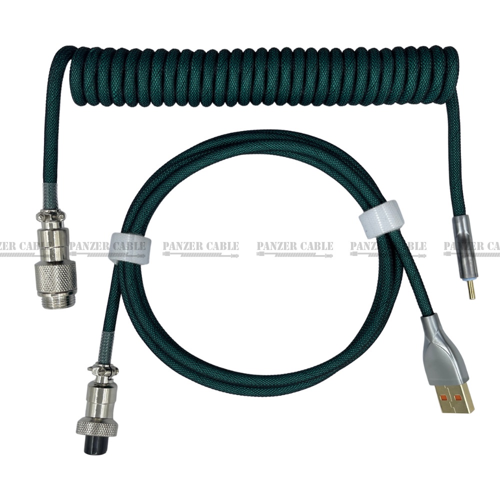 Dây Cáp Bàn Phím Cơ Type C Custom Chất Liệu Dù Siêu Bền, Dạng Xoắn Lò Xo Kết Nối Siêu Nhanh Coiled Cables Yorn Store Hàng Chính Hãng - Eco Emerald Green