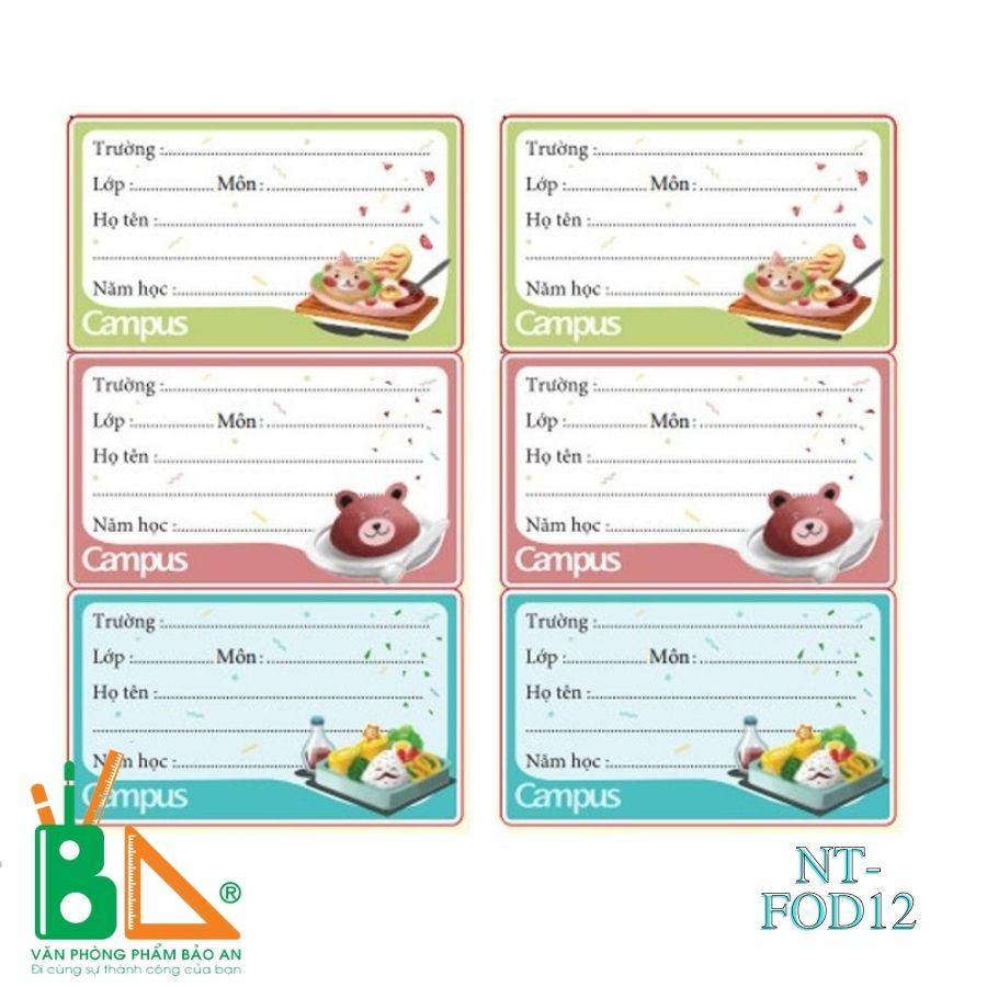 #campus #Nhãn vở Campus FOOD NT-FOD12 (12 nhãn/túi)