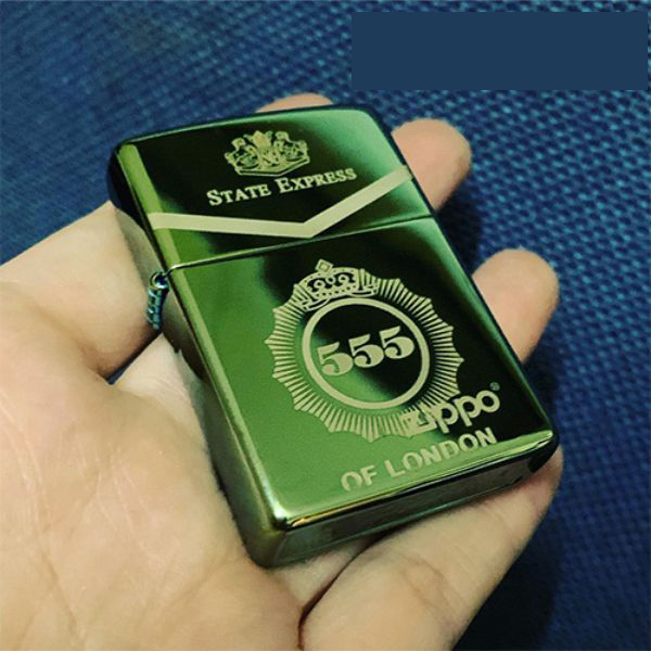 Bật Lửa ZIPPO XANH CHAMELEON LOGO KHẮC THUỐC LÁ 555 – ZIPPO 28129ZL.555