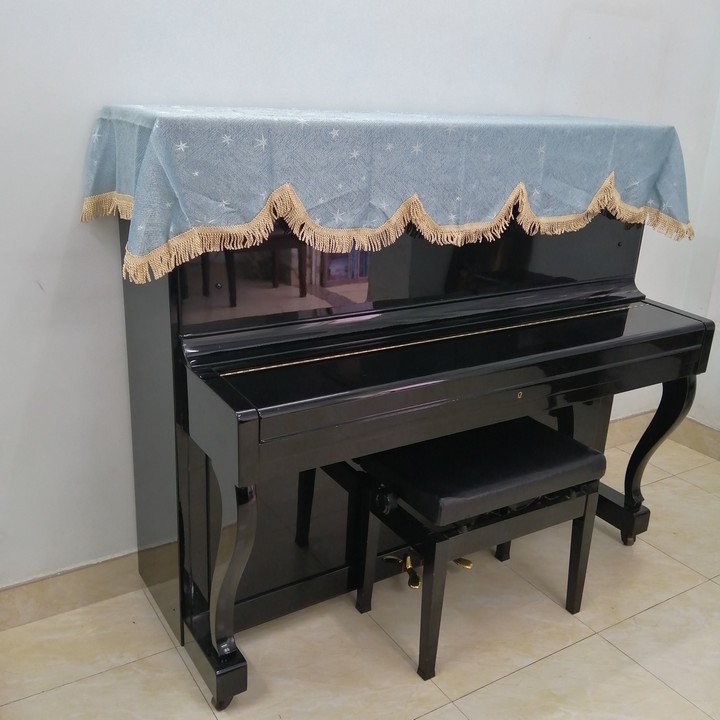 KHĂN PHỦ ĐÀN PIANO CƠ MÀU XANH NGÔI SAO BẠCH KIM