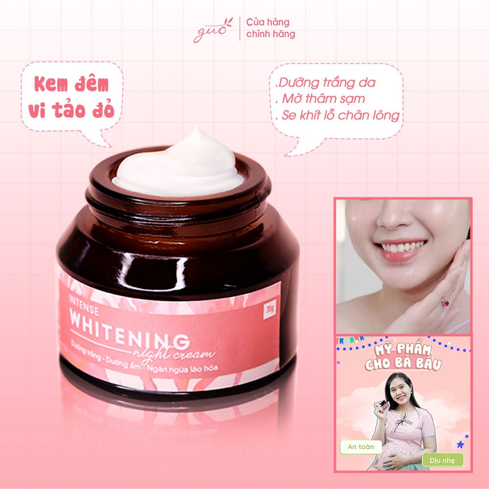 Kem Đêm Vi Tảo Đỏ Dưỡng Ẩm Trắng Da GUO - Intense Whitening Night Cream 30gr