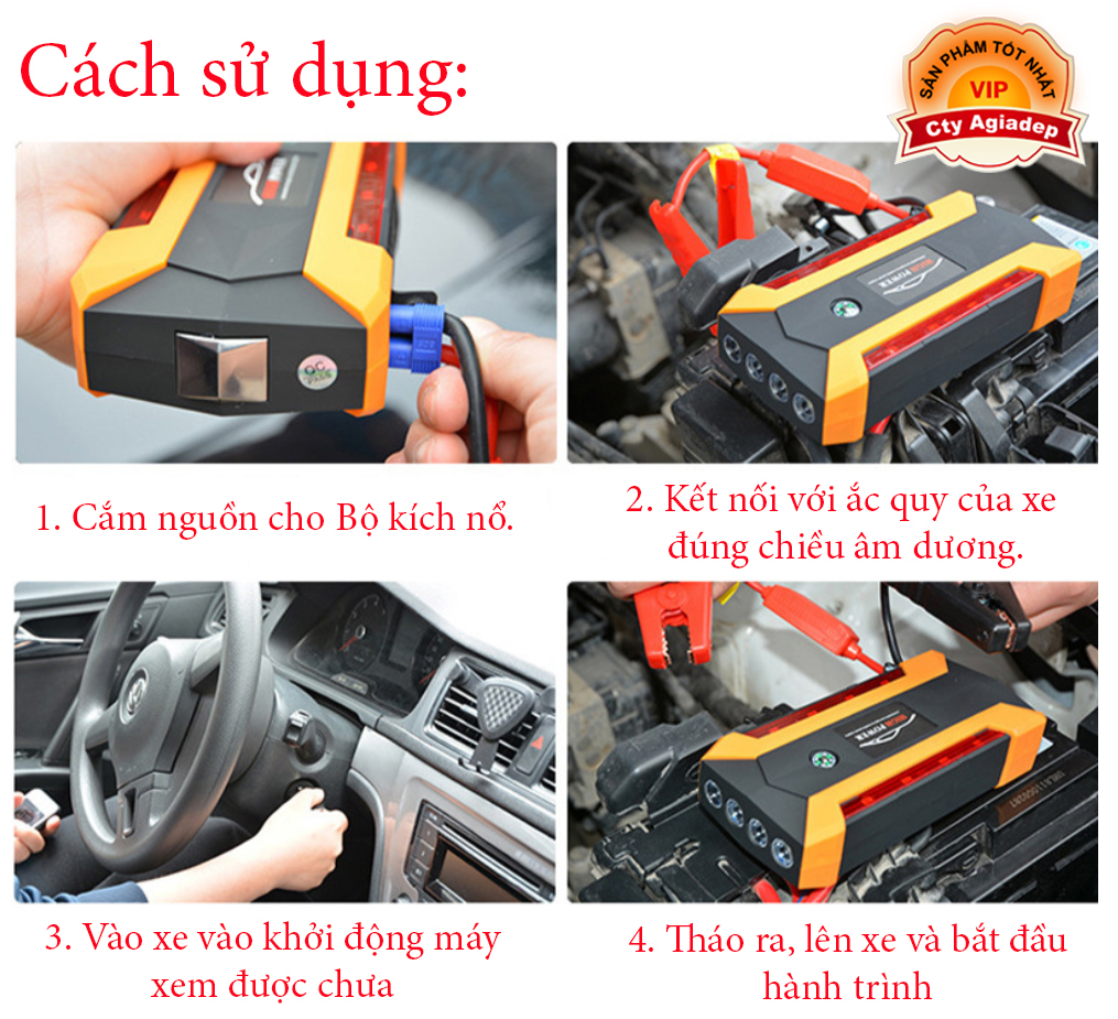 Bộ kích điện khẩn cấp JX-27 cho xe hơi cao cấp - Dung lượng cao - Đa chức năng - Sạc dự phòng - Đèn LED khẩn cấp