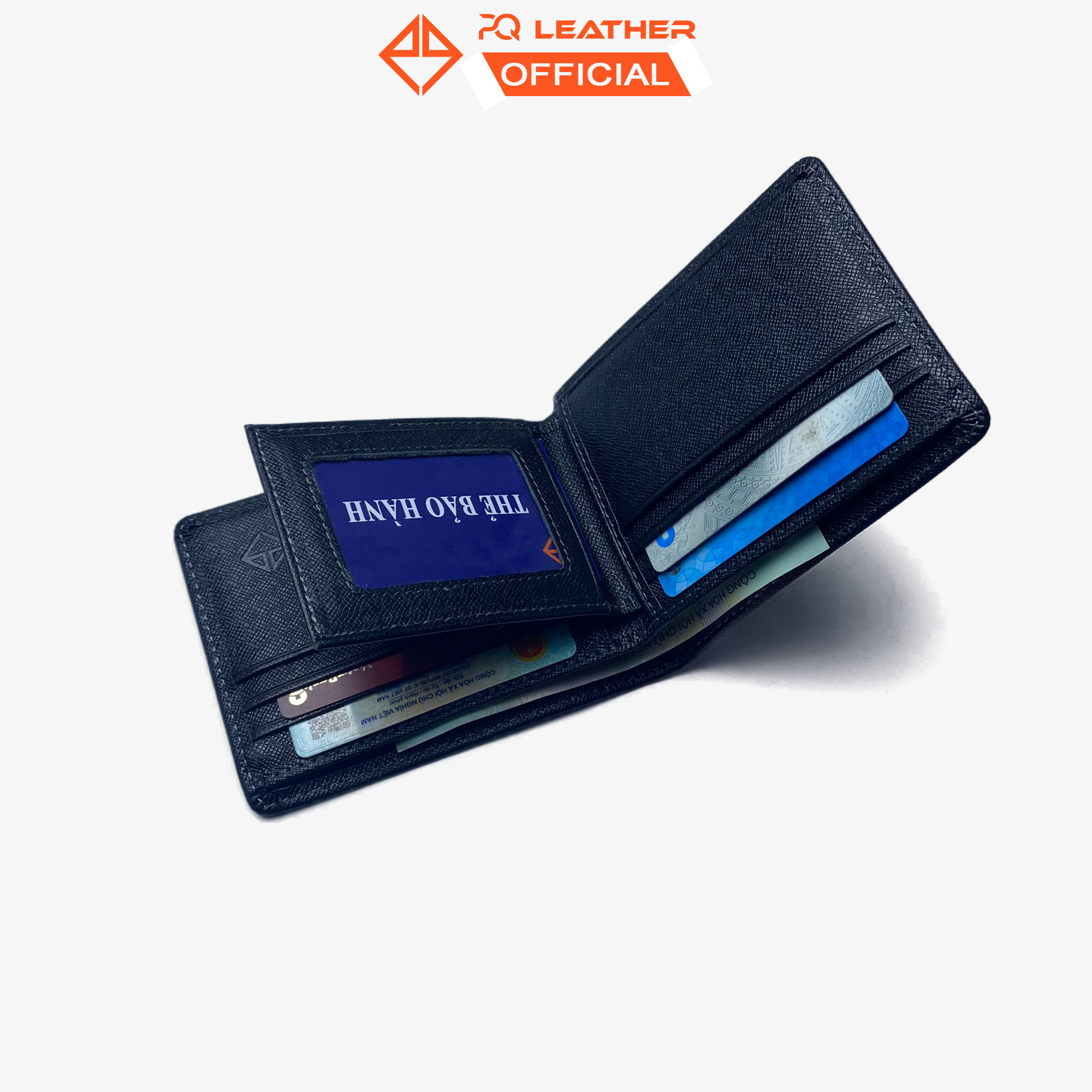 Ví nam da saffiano cao cấp PQ Leather PV6 - da thật - full hộp làm quà tặng có bảo hành