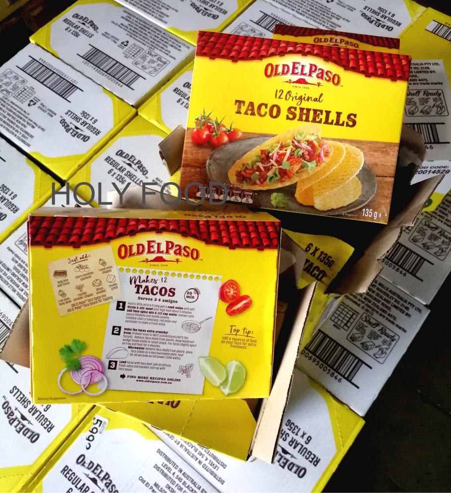 Hộp 12 Vỏ Bánh Taco Shells Loại Vỏ Cứng Original Old El Paso Chính Hãng Australia 135g