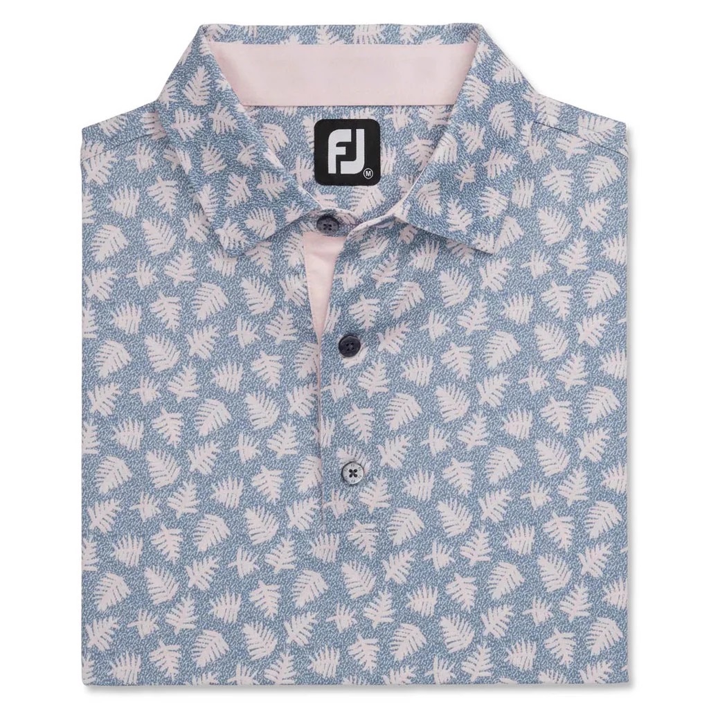 Polo Golf Nam Footjoy FJ Shadow Palm Print Lisle, Self Collar - 87065 - Họa tiết lá cây kết hợp màu sắc độc đáo