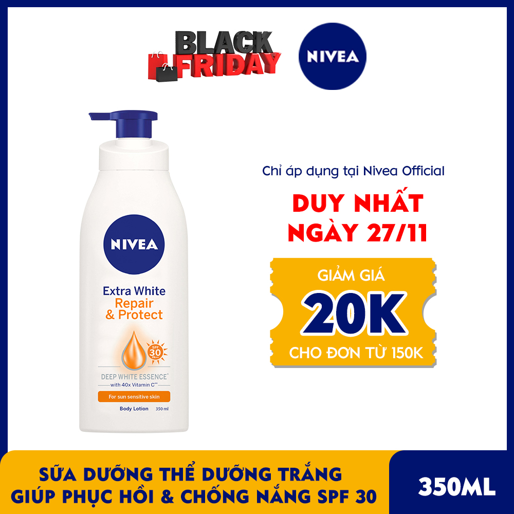 Sữa Dưỡng Thể Dưỡng Trắng NIVEA Giúp Phục Hồi & Chống Nắng SPF 30 (350ml) - 88311