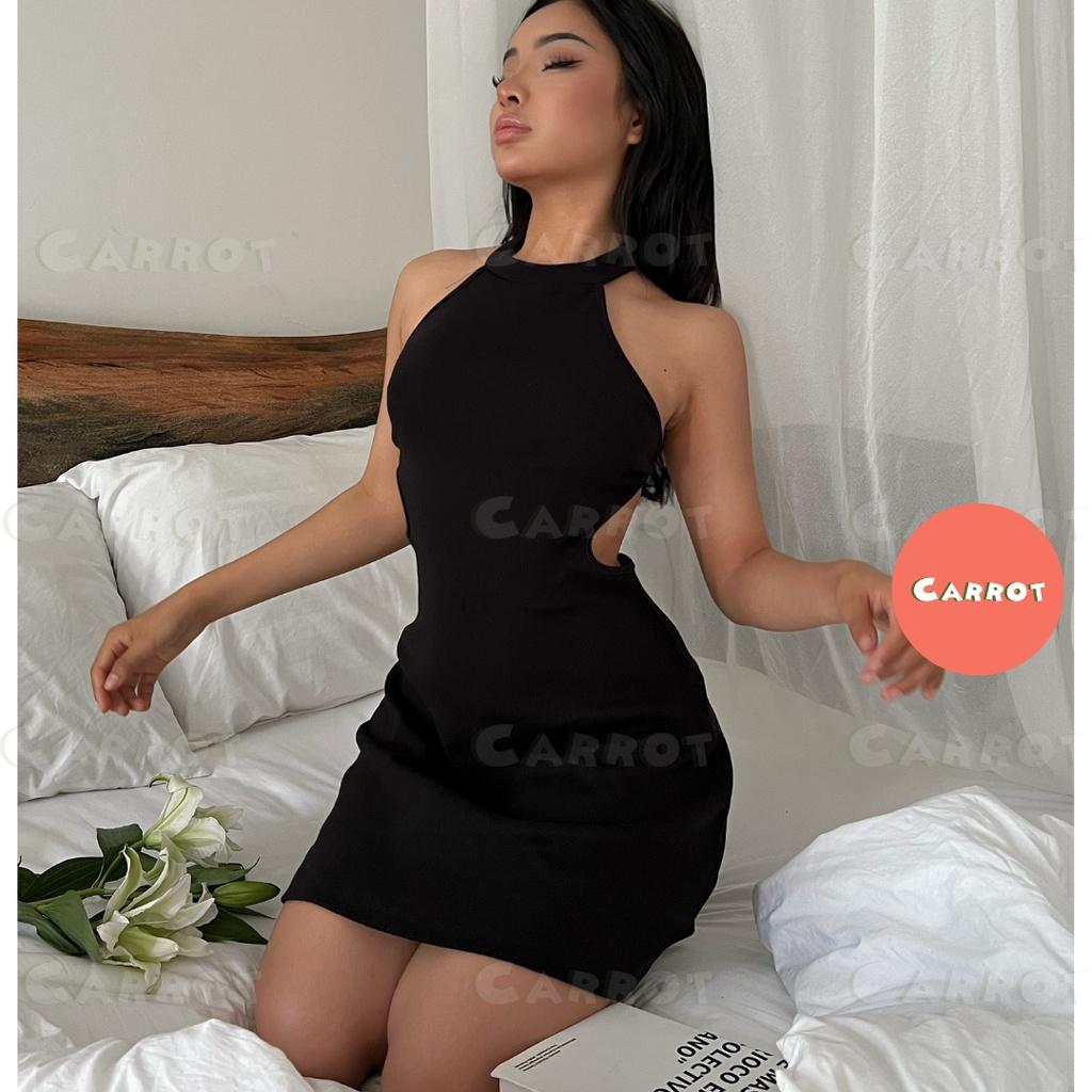 Đầm body sexy thiết kế có mút tôn dáng gợi cảm phối cổ yếm váy nữ ngắn carrotxinhdep đi tiệc đi dạo phố