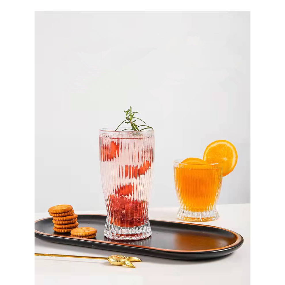 Ly thủy tinh sọc bo đáy 360ML - Decor nước siêu đẹp - MÃ KB162-2