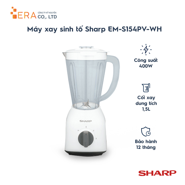 Máy Xay Sinh Tố Sharp EM-S154PV-WH - Hàng Chính Hãng