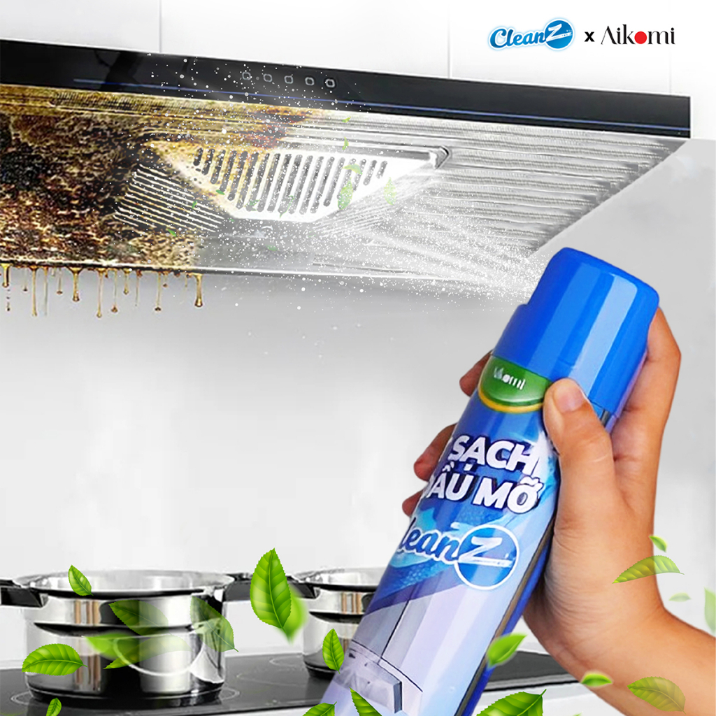 Bình xịt làm sạch dầu mỡ nhà bếp tường gạch máy hút mùi CleanZ 450ml Hương Chanh