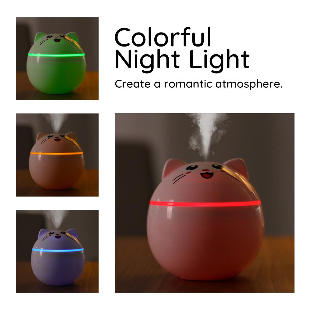 200Ml Mèo USB Di Động Máy Tạo Độ Ẩm Không Khí Siêu Âm Tinh Máy Khuếch Tán Tinh Dầu Đèn Ngủ LED Tặng 10Pc Lọc cho Nhà Xe Ô Tô