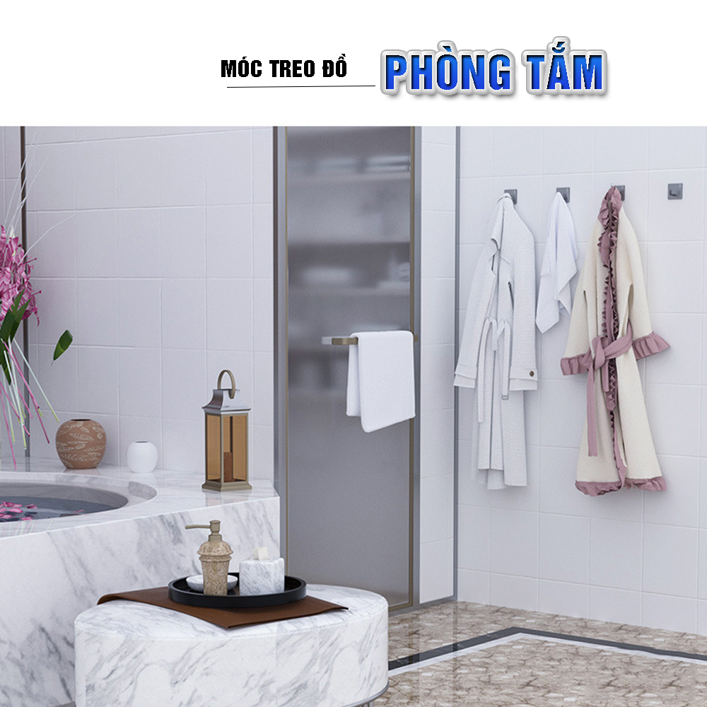 Combo 4 móc treo loại A, Inox 304, SUS304 dùng miếng dính dán tường không cần khoan, xắp xếp treo đồ đạc gọn gàng, tiết kiệm không gian, đồ dùng gia đình, Dan House 311-A4