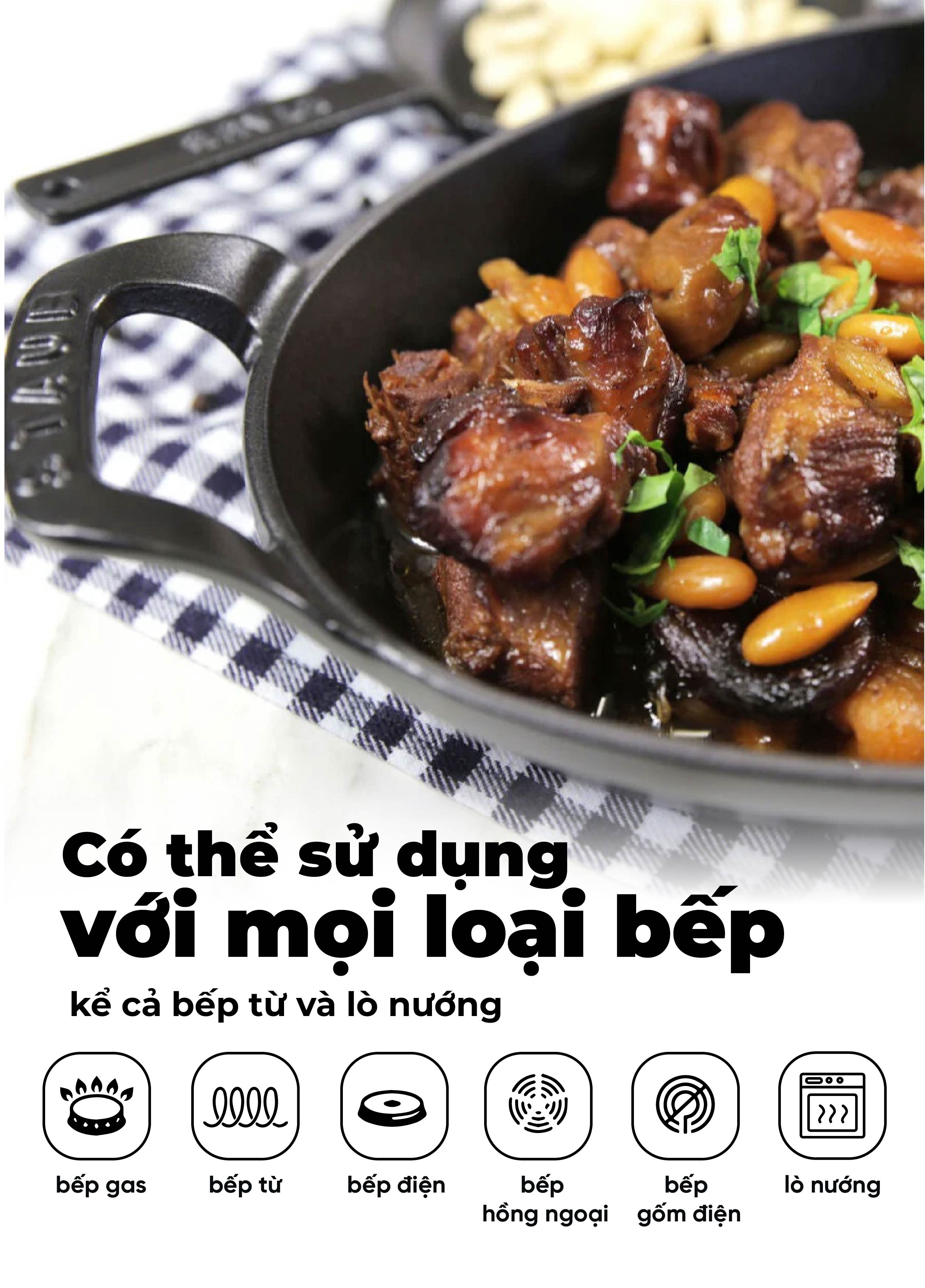 Staub - Khay oval màu đen - 37cm (B)