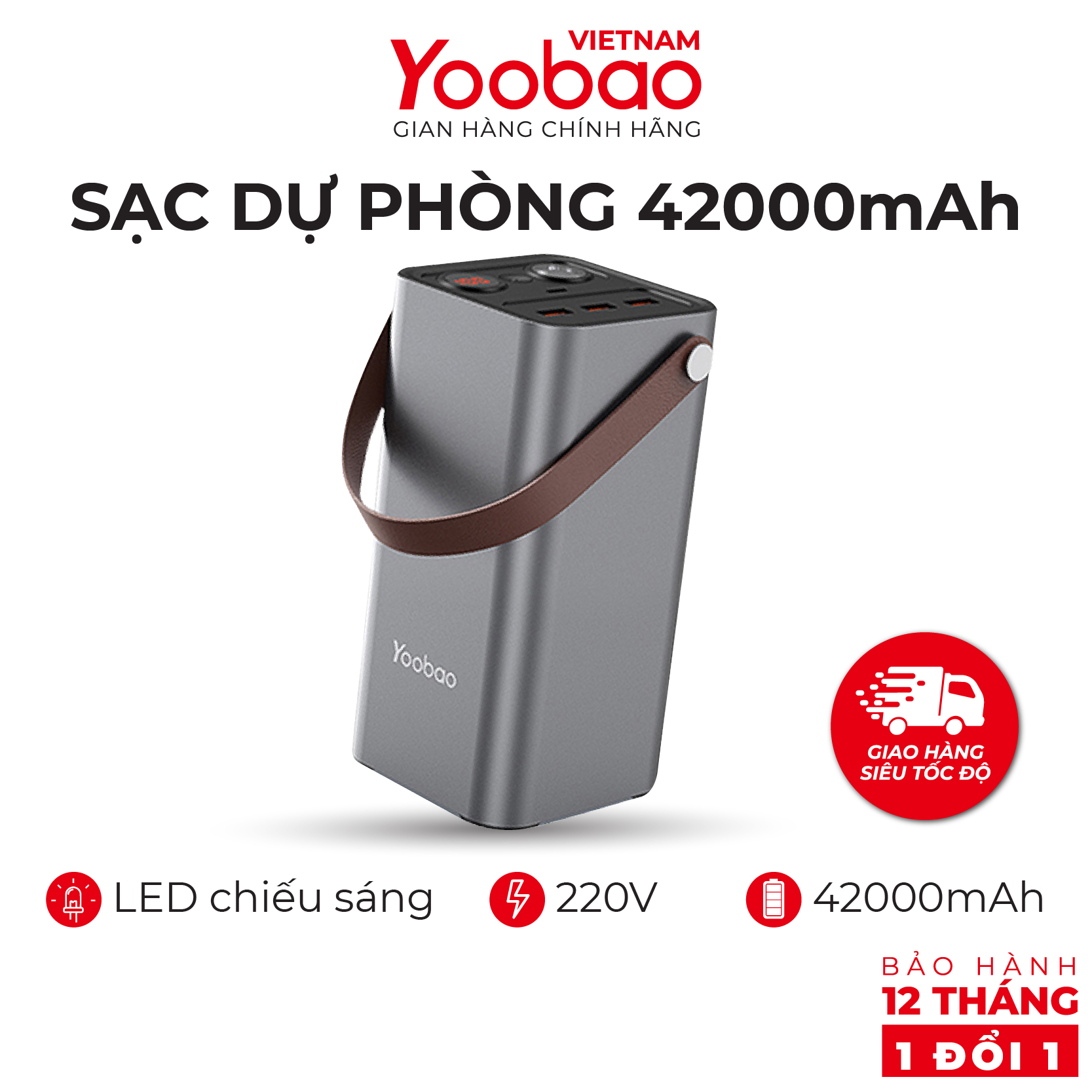 Pin sạc dự phòng 42000mAh Yoobao EN1 Sạc nhanh PD3.0 &amp; QC3.0 220V - Hàng chính hãng