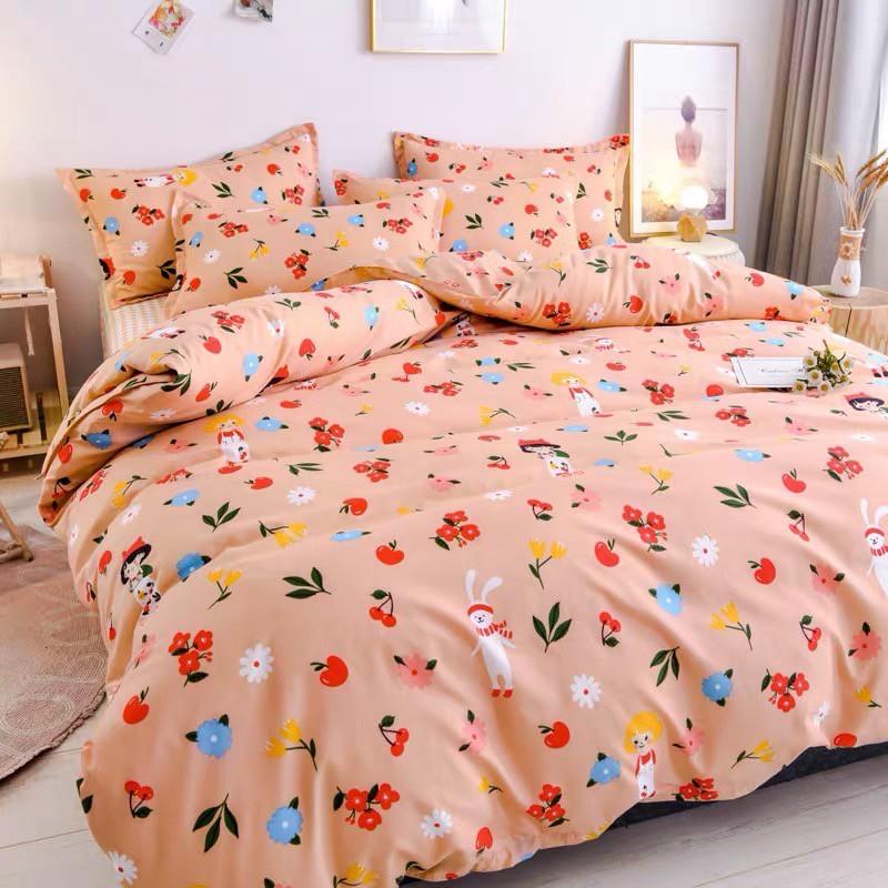 Bộ chăn ga gối phong cách Hàn Quốc hoa và trái cây bo chun đủ kích thước