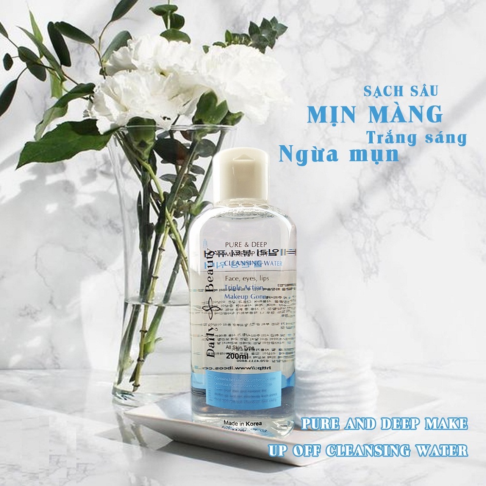 Nước tẩy trang Daily Beauty Pure &amp; Deep Make-up Off Cleansing Water Hàn Quốc