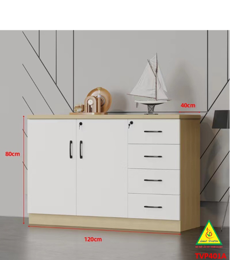 Tủ hồ sơ văn phòng, tủ tài liệu thấp gỗ MDF TVP401A - NỘI THẤT LẮP RÁP VIENDONGADV
