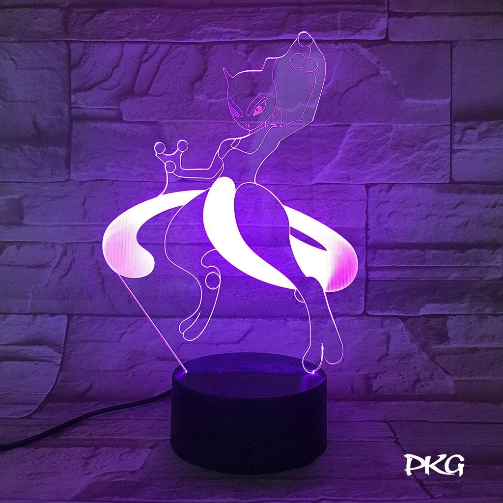 Đèn Ngủ Led 3D Hình POKEMON GRENINJA Quà Tặng Trang Trí cảm ứng có Điều khiển từ xa nháy sáng 16 màu