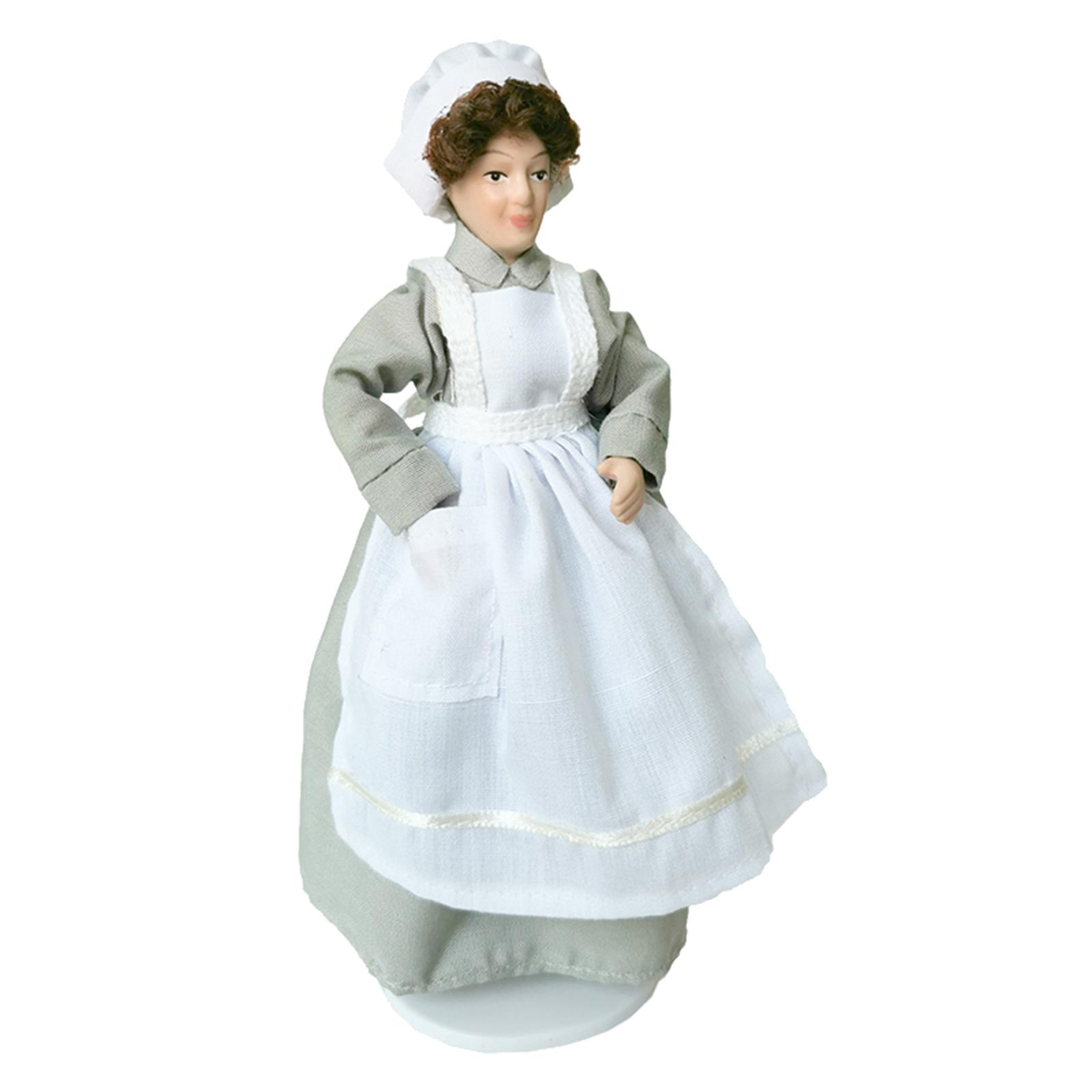 2pcs 1:12 Dollhouse Miniature Porcelain Doll Model, Women And Boss