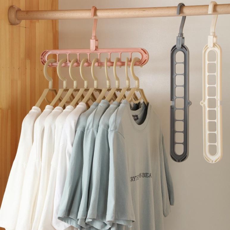 Móc Treo Quần Áo 9 Lỗ Đa Năng, Tiết Kiệm Diện Tích Siêu Tiện Dụng