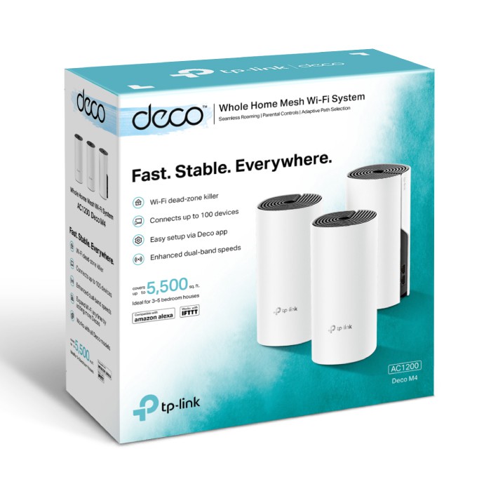 Bộ Phát Wifi Mesh TP-Link Deco M4   Băng Tần Kép MU-MIMO AC1200 - Hàng Chính Hãng