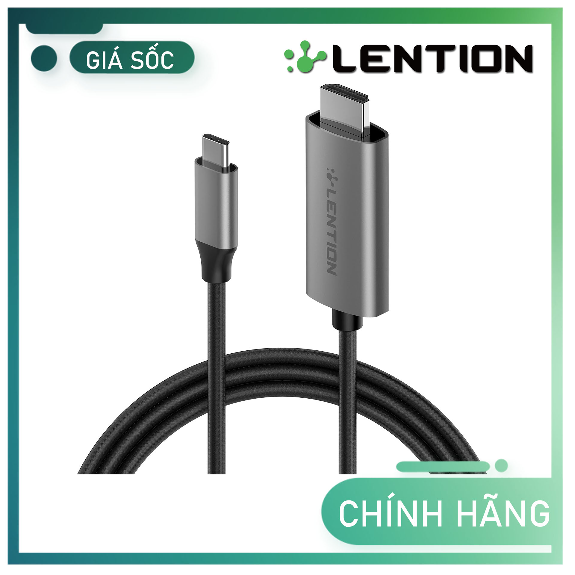 Cáp chuyển đổi USB-C sang HDMI Lention CU307H Hàng Chính Hãng