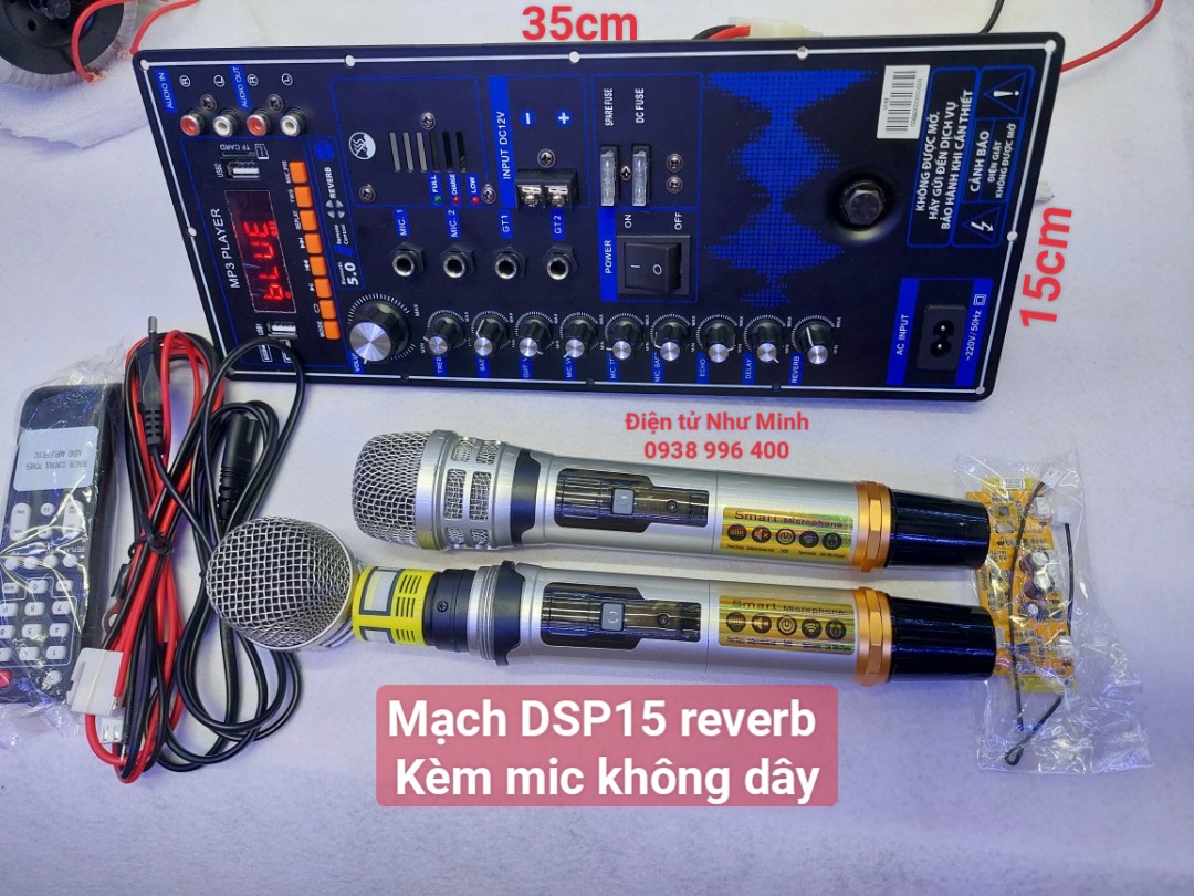 Mạch Kia Kéo 4 tấc đôi DSP15 KÈM MIC KHÔNG DÂY UGX21