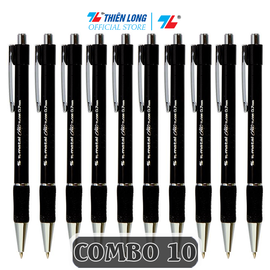 Combo 5-10-20 Bút Bi Thiên Long Metal Clip TL-036 đầu bi 0.7mm