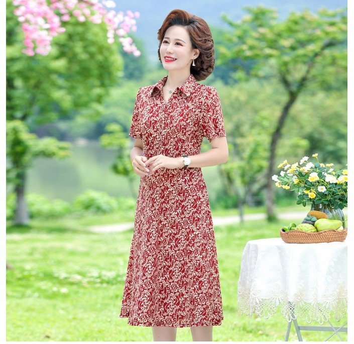 Đầm Hoa Nữ Trung Niên Rộng Rãi Mát Mẻ VH87 - Hàng Quảng Châu Cao Cấp