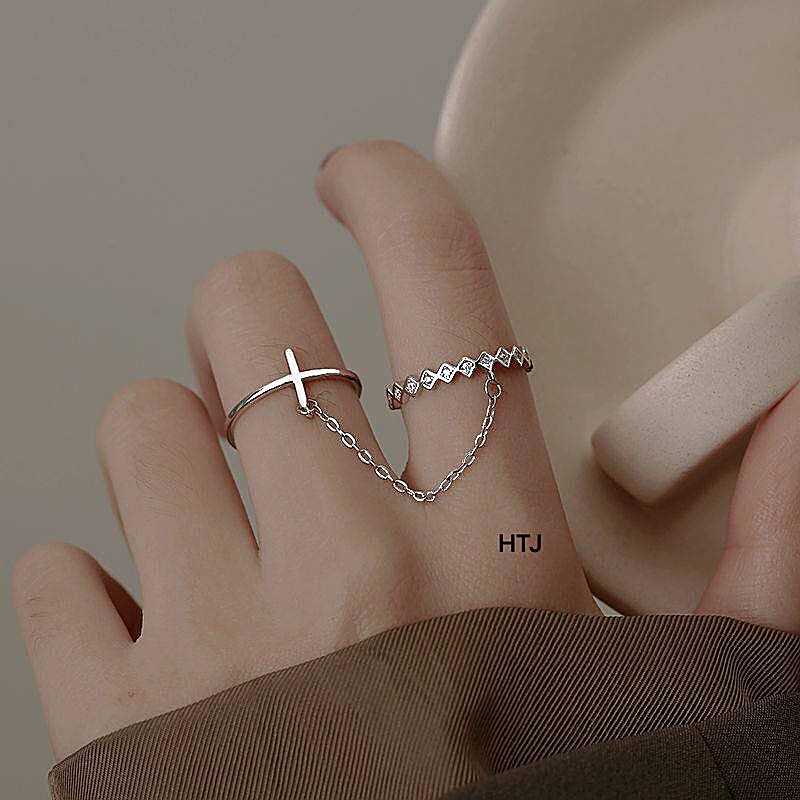 Nhẫn nữ đeo 2 ngón chất liệu bạc s925 MS06b