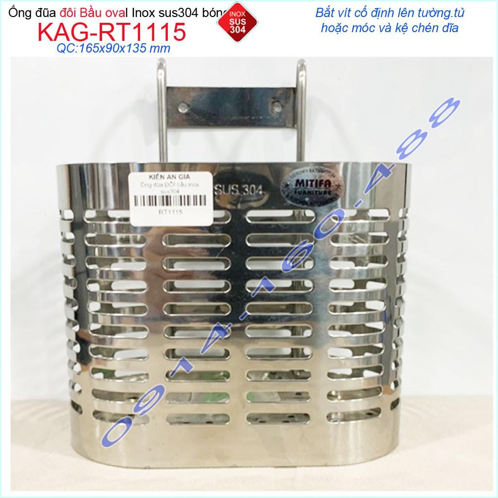 Ống đũa đôi bầu KAG-RT1115, ống đựng đũa nhà bếp inox dập khuôn SUS304 sáng bóng thiết kế đẹp siêu bền sử dụng tốt