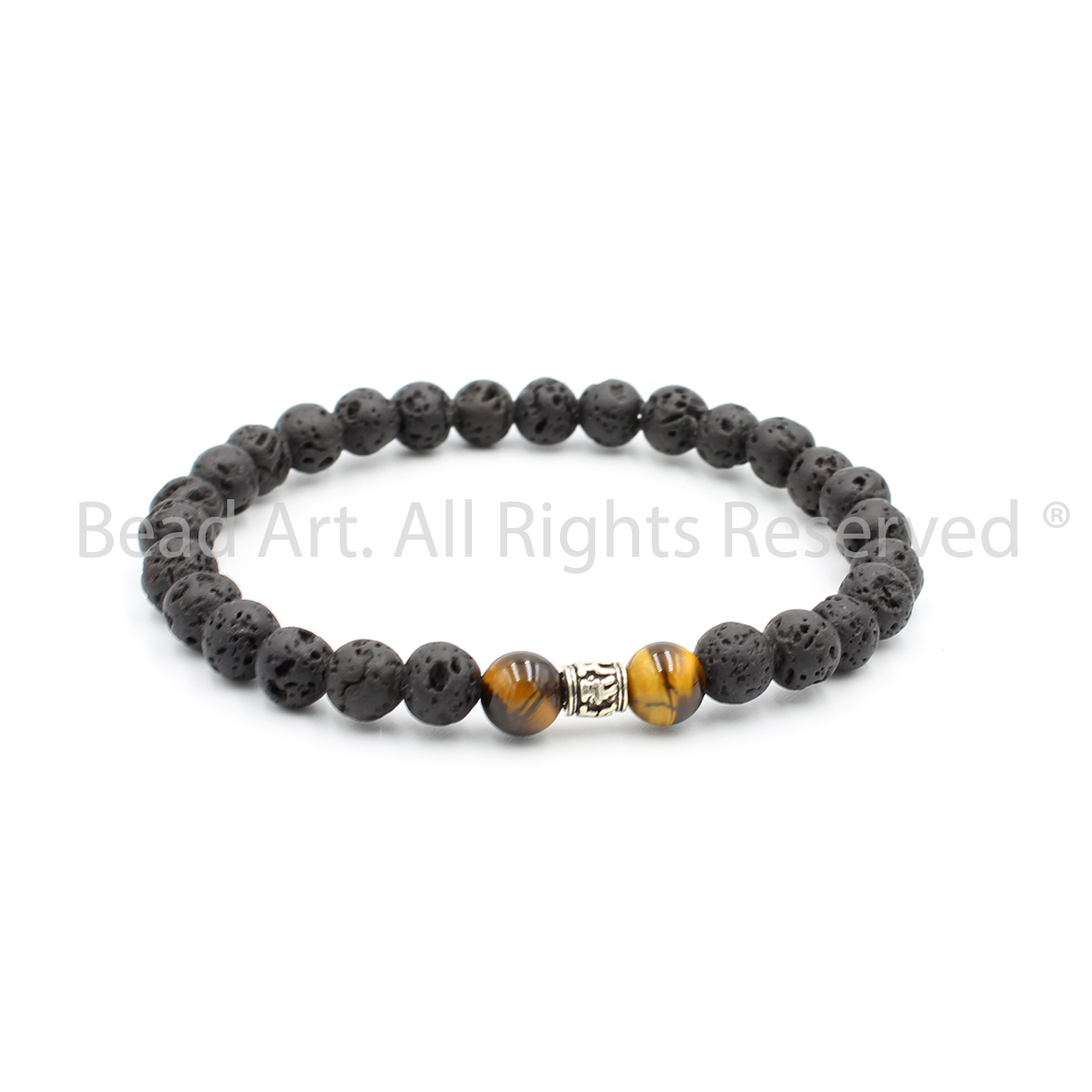 Vòng Tay 6MM Đá Dung Nham Núi Lửa Tự Nhiên, Black Lava, Mệnh Thuỷ, Mộc, Vòng Tay Phong Thuỷ, Chuỗi Hạt - Bead Art