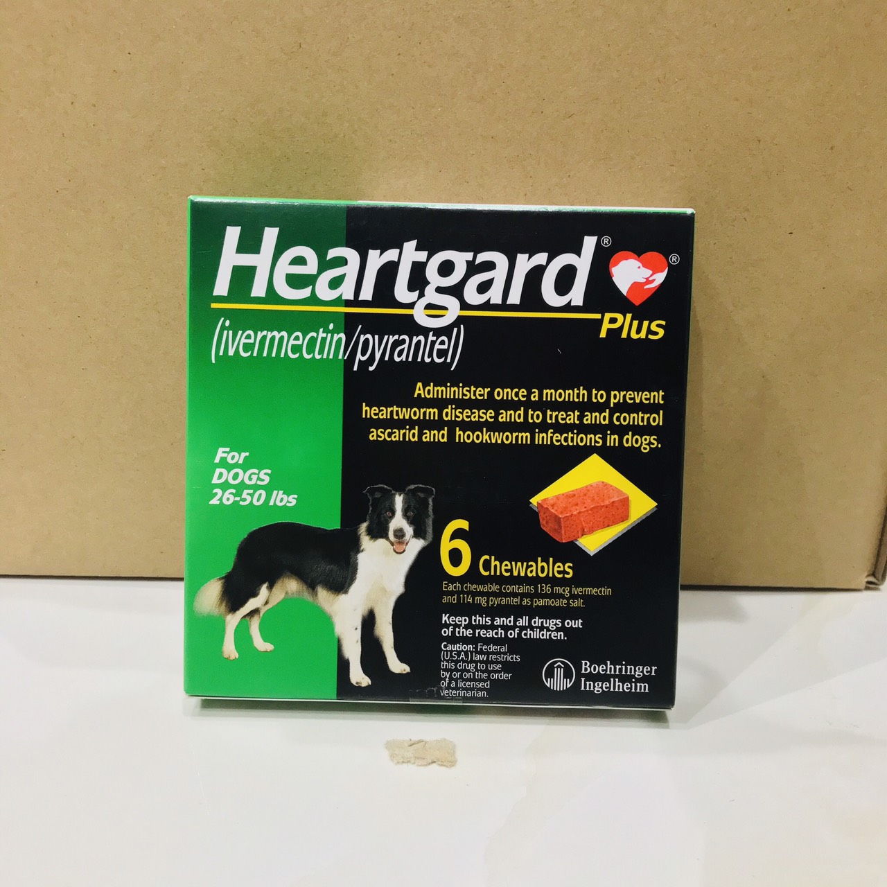 1 Hộp (6 Viên) HEARTGARD &lt;Chó Trên 11,5 đến 22,5kg&gt; Phòng Giun Tim Kiểm Soát Giun Đũa Giun Móc