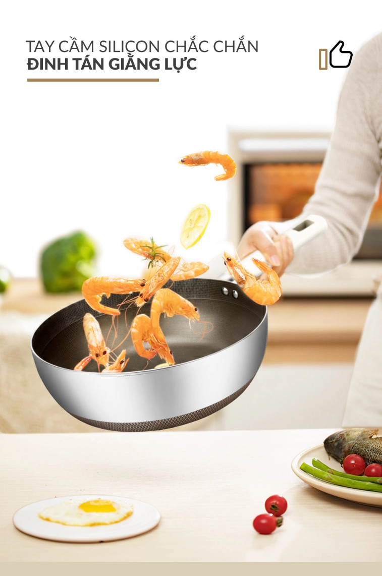 (Bảo Hành 5 Năm) Chảo Chống Dính Sâu Lòng Titanium 24cm Aura Haatz HTA824 Kèm Vung Kính - Hàng Chính Hãng