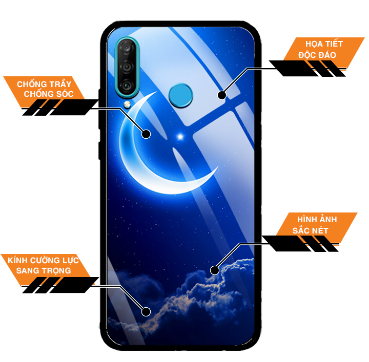 Ốp Lưng Kính Cường Lực cho điện thoại Huawei P30 Lite - 0220 MOON01 - Hàng Chính Hãng