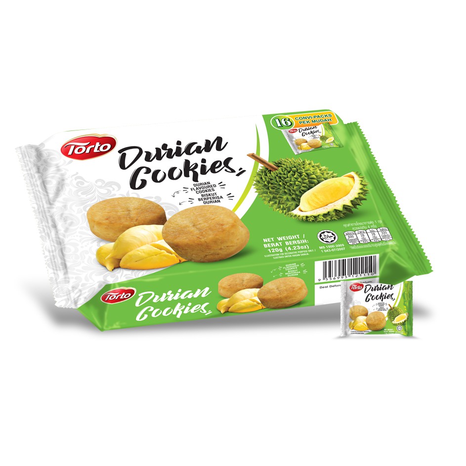 Bánh quy Sầu Riêng White castle nhập khẩu Malaysia 120g Torto Asian Cookies Durian Cookies