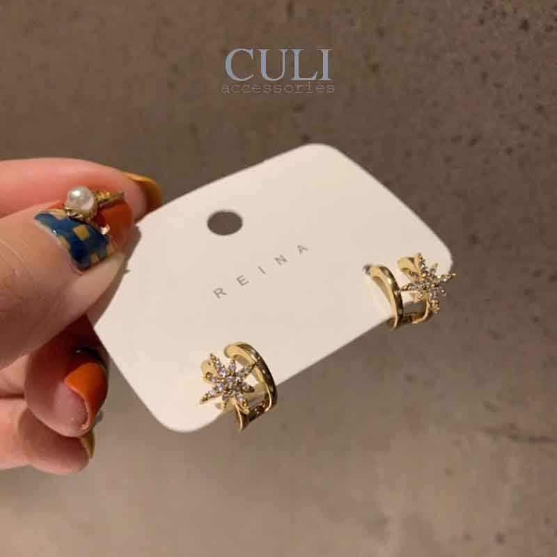 Hình ảnh Khuyên tai bạc nữ 925 hình ngôi sao kết đá thời trang HT661 - Culi accessories
