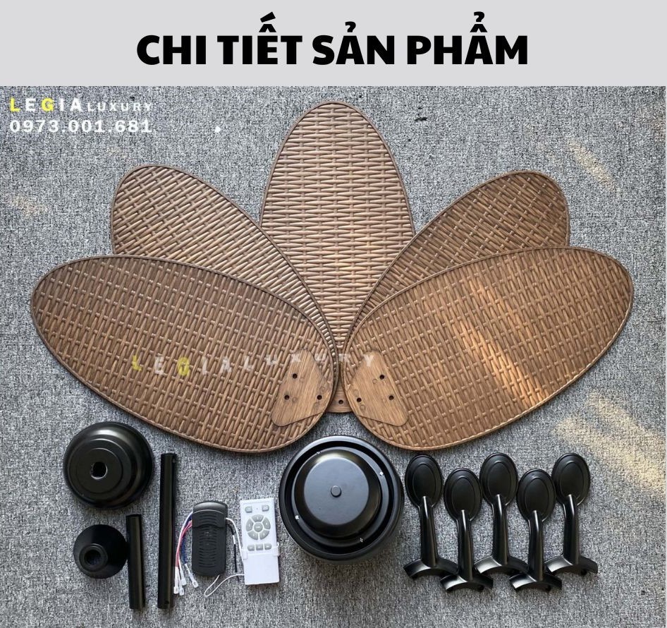 Quạt trần phong cách Đông Dương| Quạt trần Indochine style LGFAN659 | Quạt trần cánh gỗ trang trí phòng ngủ chung cư homestay {Hàng Chính Hãng